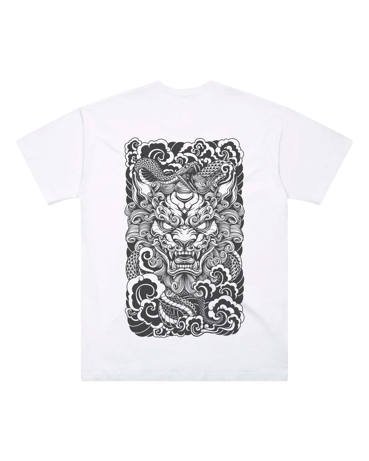 Oversized-fit t-shirt, Guardian Lion print - White