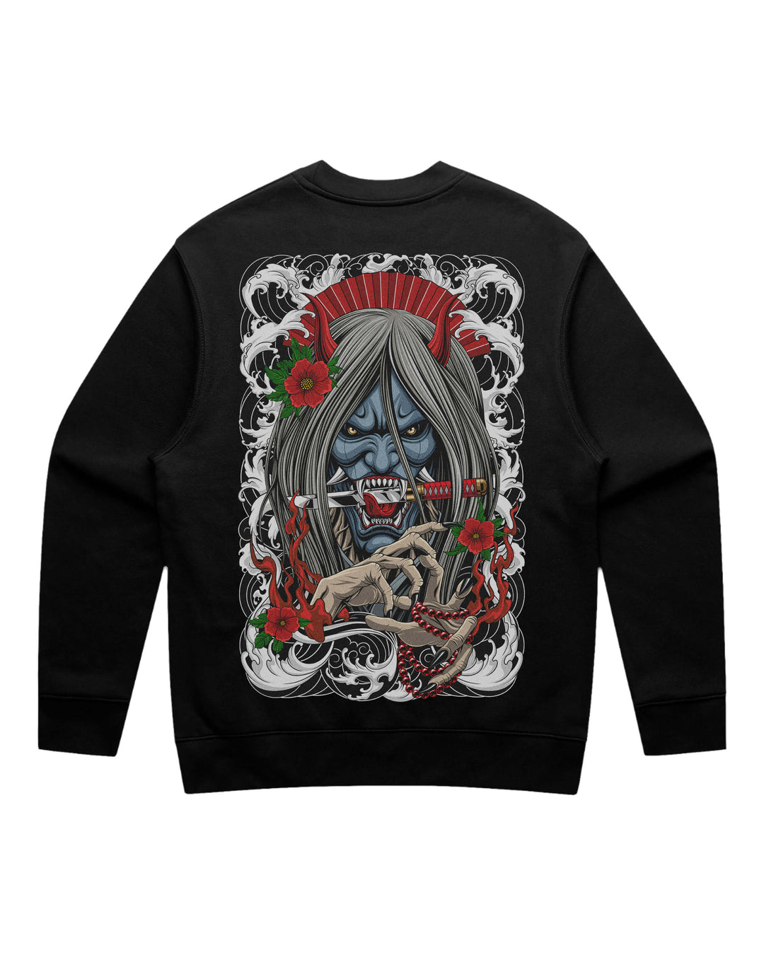 Hannya Demon Black Crewneck Sweatshirt