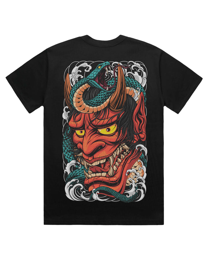 Oversized 280GSM Japanese Tattoo T-Shirt | Hannya Hebi Back Print