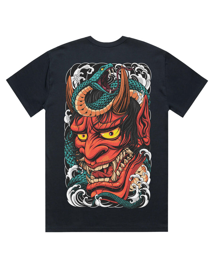 Oversized 280GSM Japanese Tattoo T-Shirt | Hannya Hebi Back Print