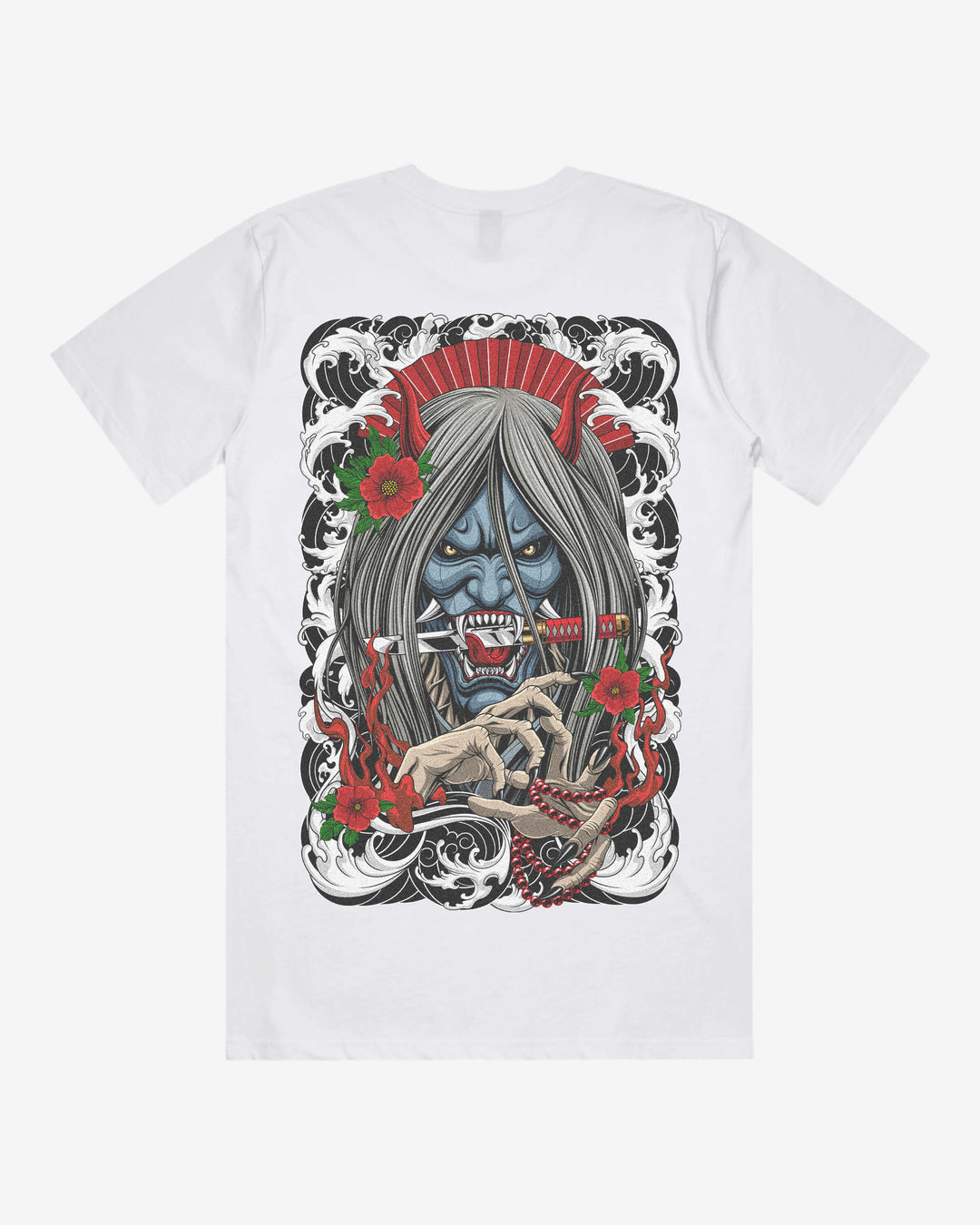 Hannyas Curse Relaxed Fit Graphic Tee With Large Japanese Tattoo Inspired Back Print