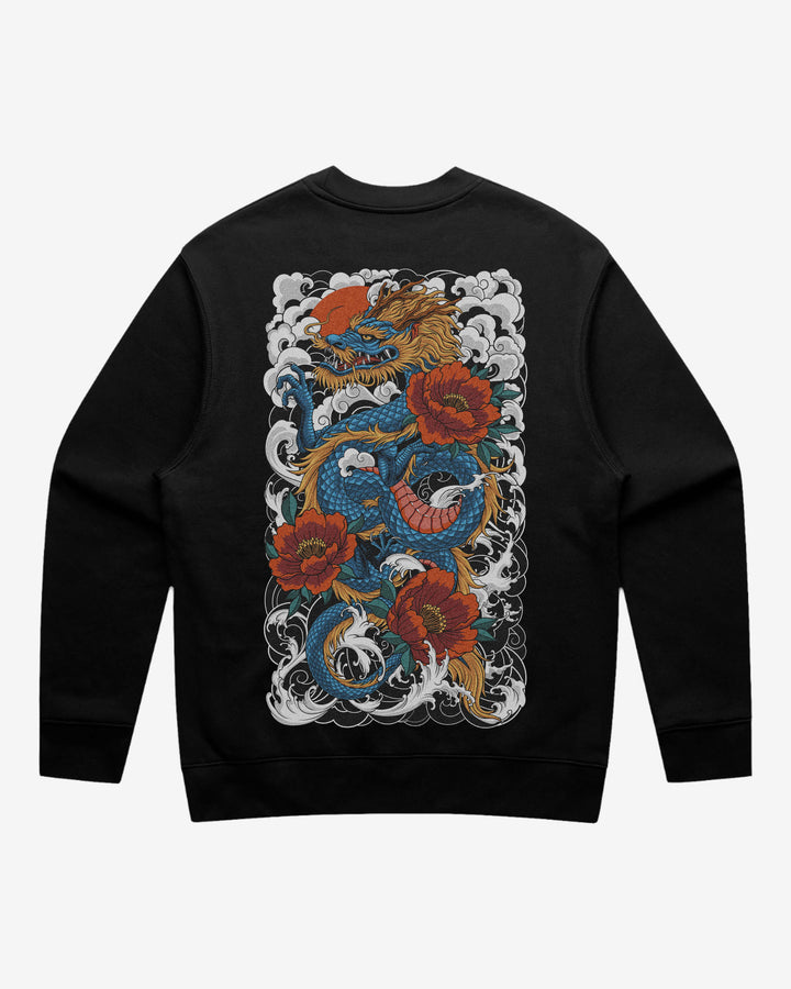 Traditional Dragon Relaxed Fit Graphic Sweatshirt With Large Tattoo Inspired Back Print