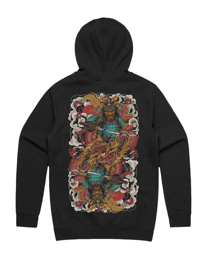 Heavyweight hoodie, Irezumi Ronin print - Black