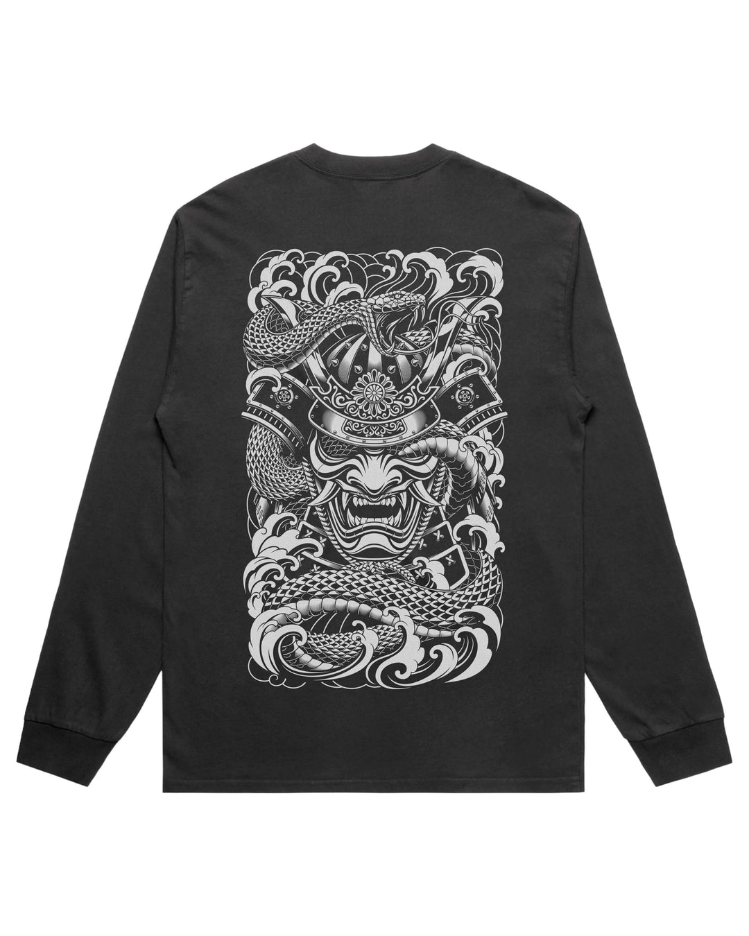 Men's Irezumi Samurai long sleeve graphic T-shirt features original in-house artwork inspired by Irezumi Artistry.
