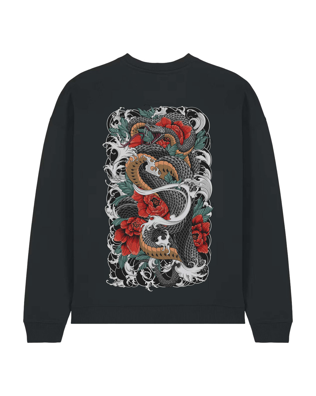 Irezumi Snake black oversized sweatshirt