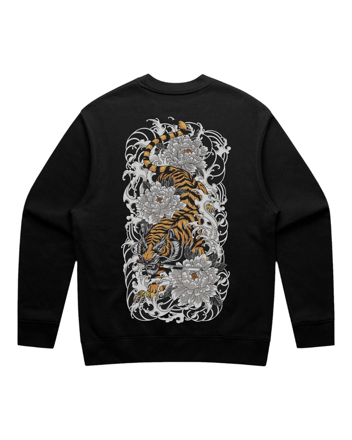 Japanese Tiger Black Crewneck Sweatshirt