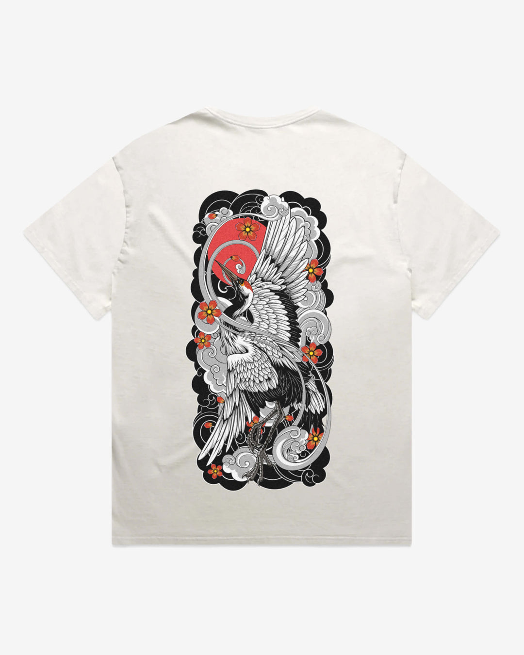 Irezumi Crane Mens Faded Graphic Tee