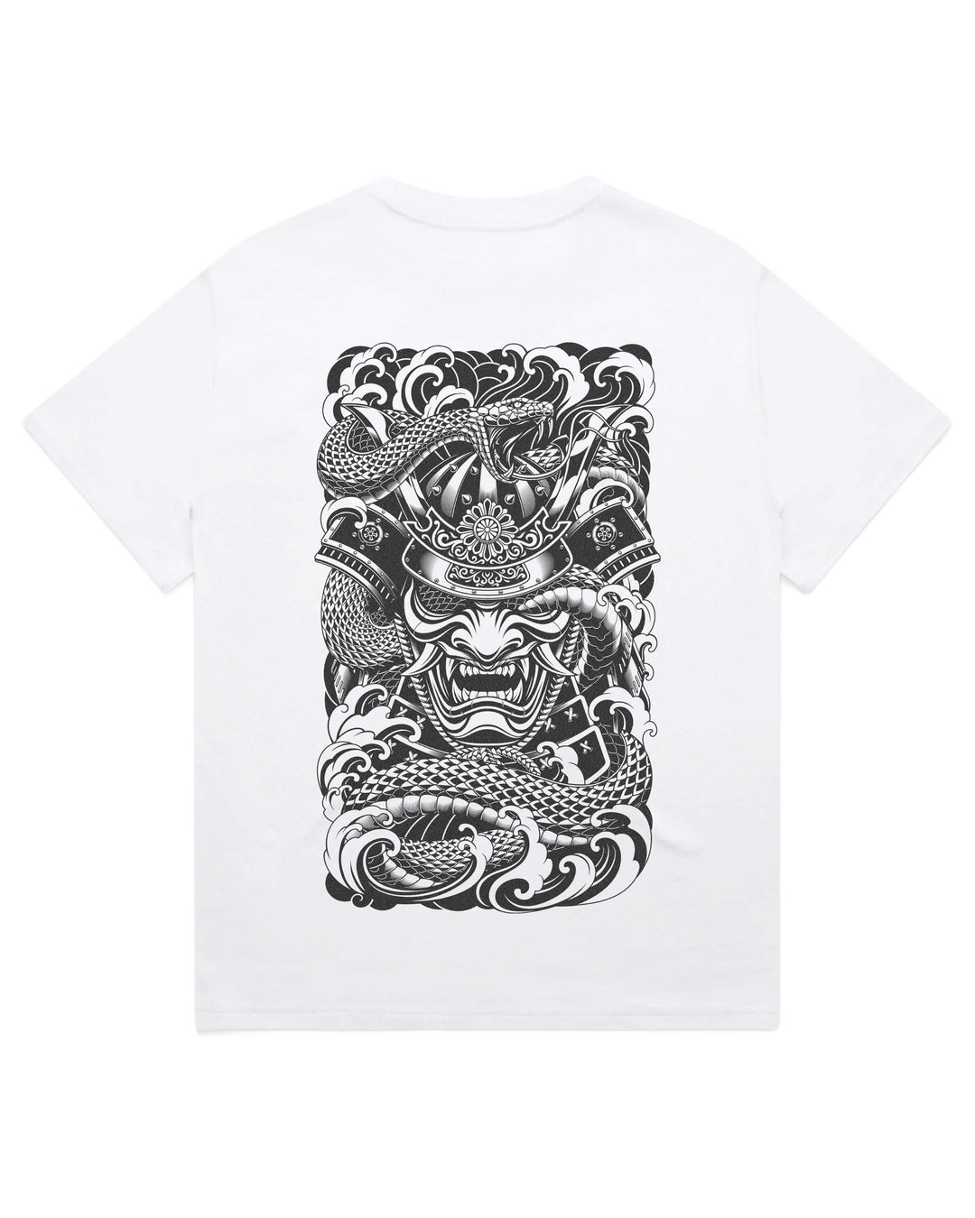 Oversized t-shirt with original irezumi inspired samurai and snake graphic print