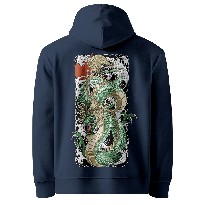 Jade Tide Dragon French Navy Hoodie