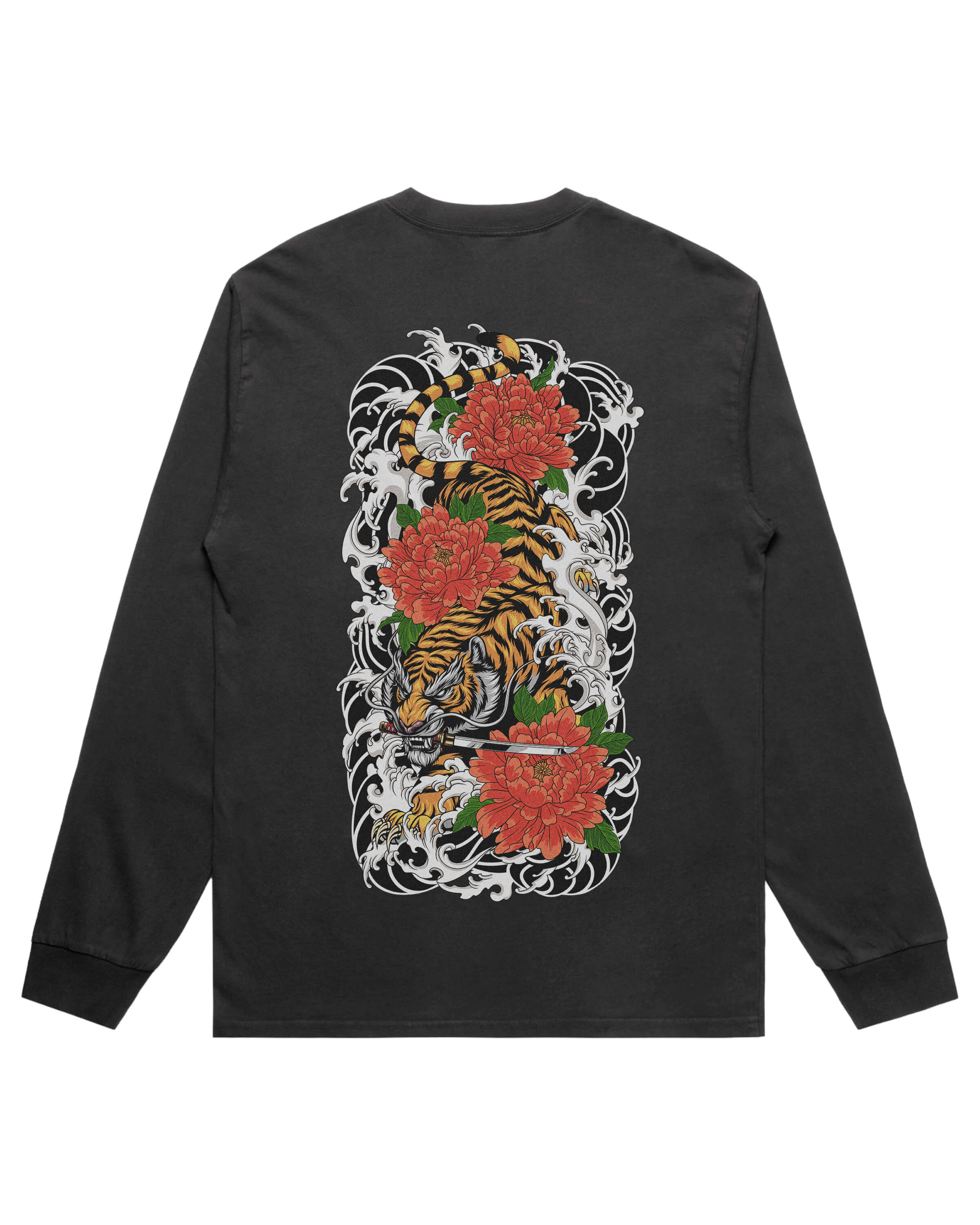 Japanese Tiger Irezumi Long Sleeve Tee | Dsign Crtel