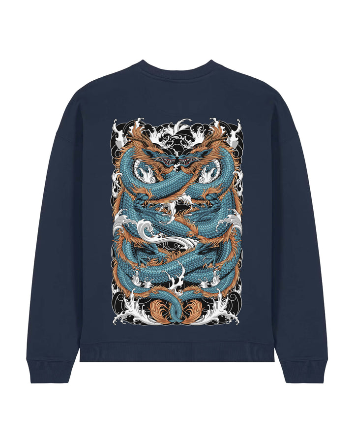 Japanese Dragons Oversized Crewneck Sweatshirt