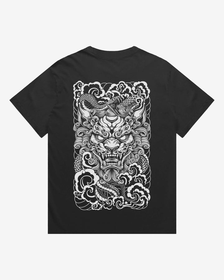 Japanese Lion Mens Faded Graphic Tee