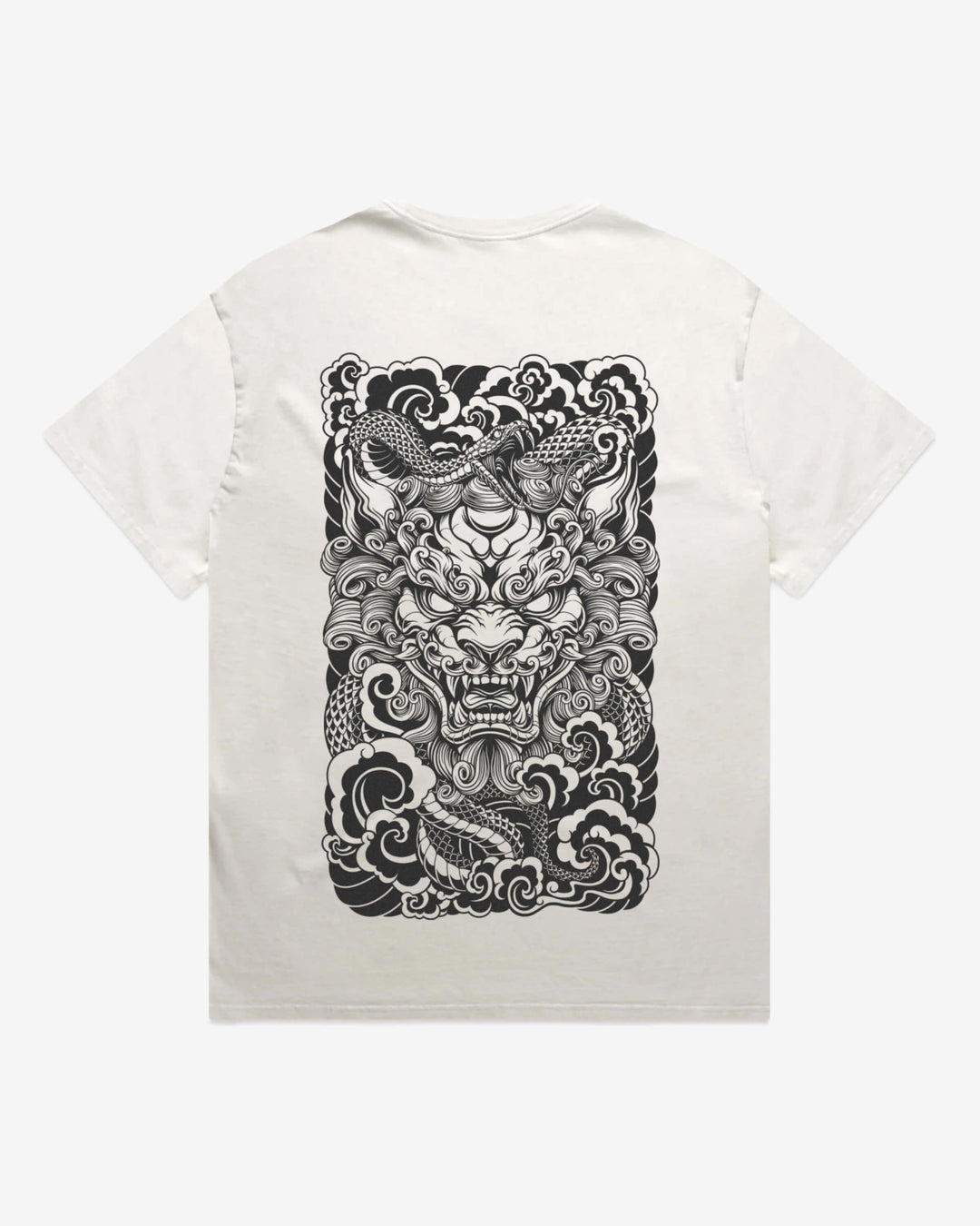 Japanese Lion Mens Faded Graphic Tee