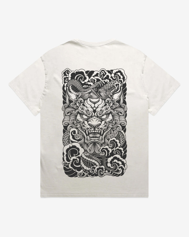 Japanese Lion Mens Faded Graphic Tee