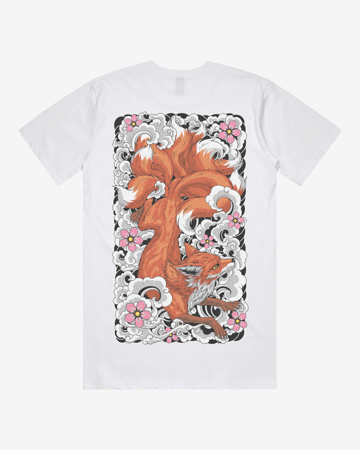 Kitsune Fox Relaxed Fit Graphic Tee With Large Japanese Tattoo Inspired Back Print