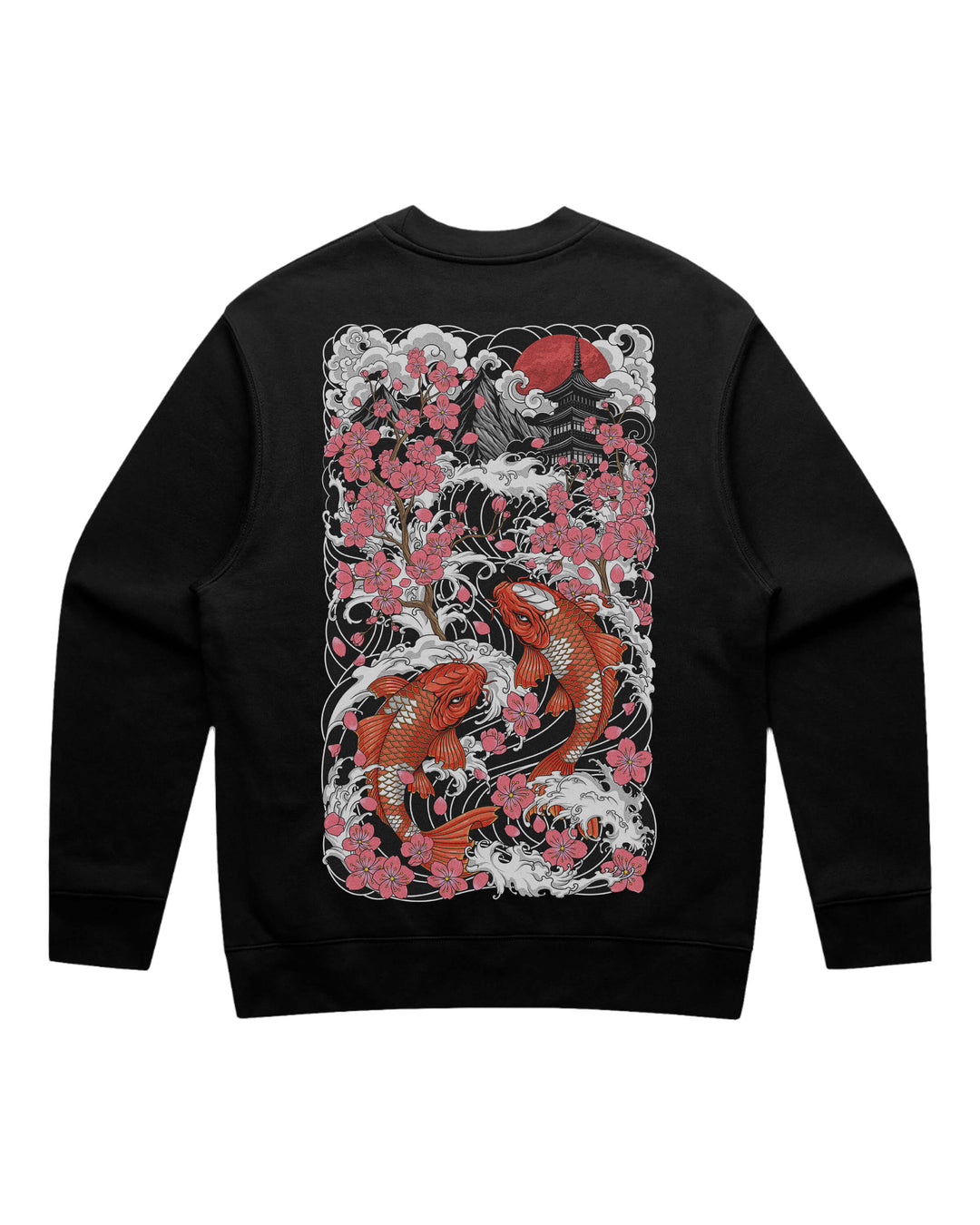 Sakura Koi Black Crewneck Sweatshirt