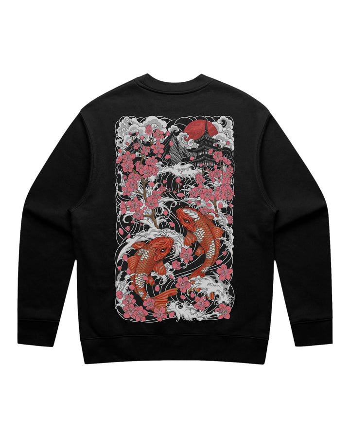 Sakura Koi Black Crewneck Sweatshirt