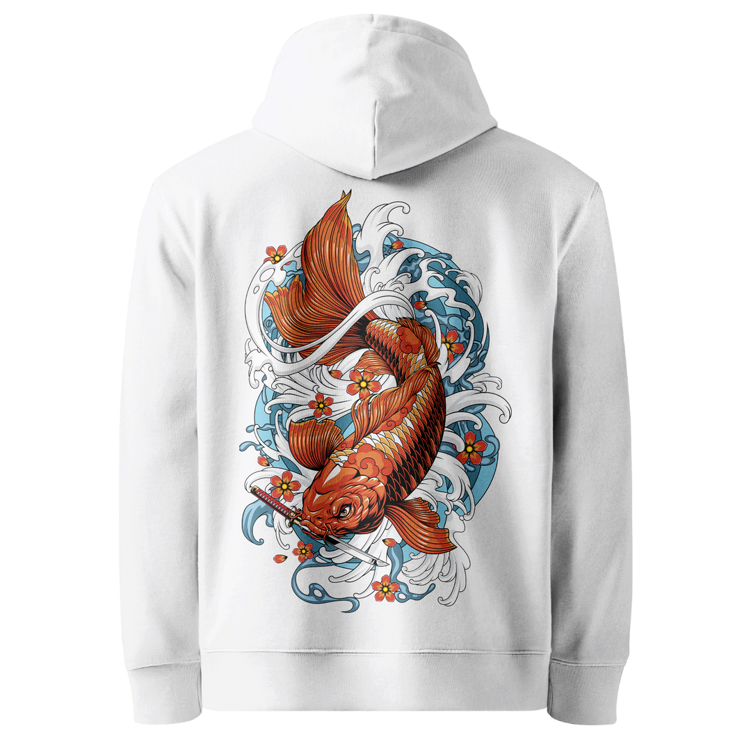 Koi Fish Tattoo Hoodie - White