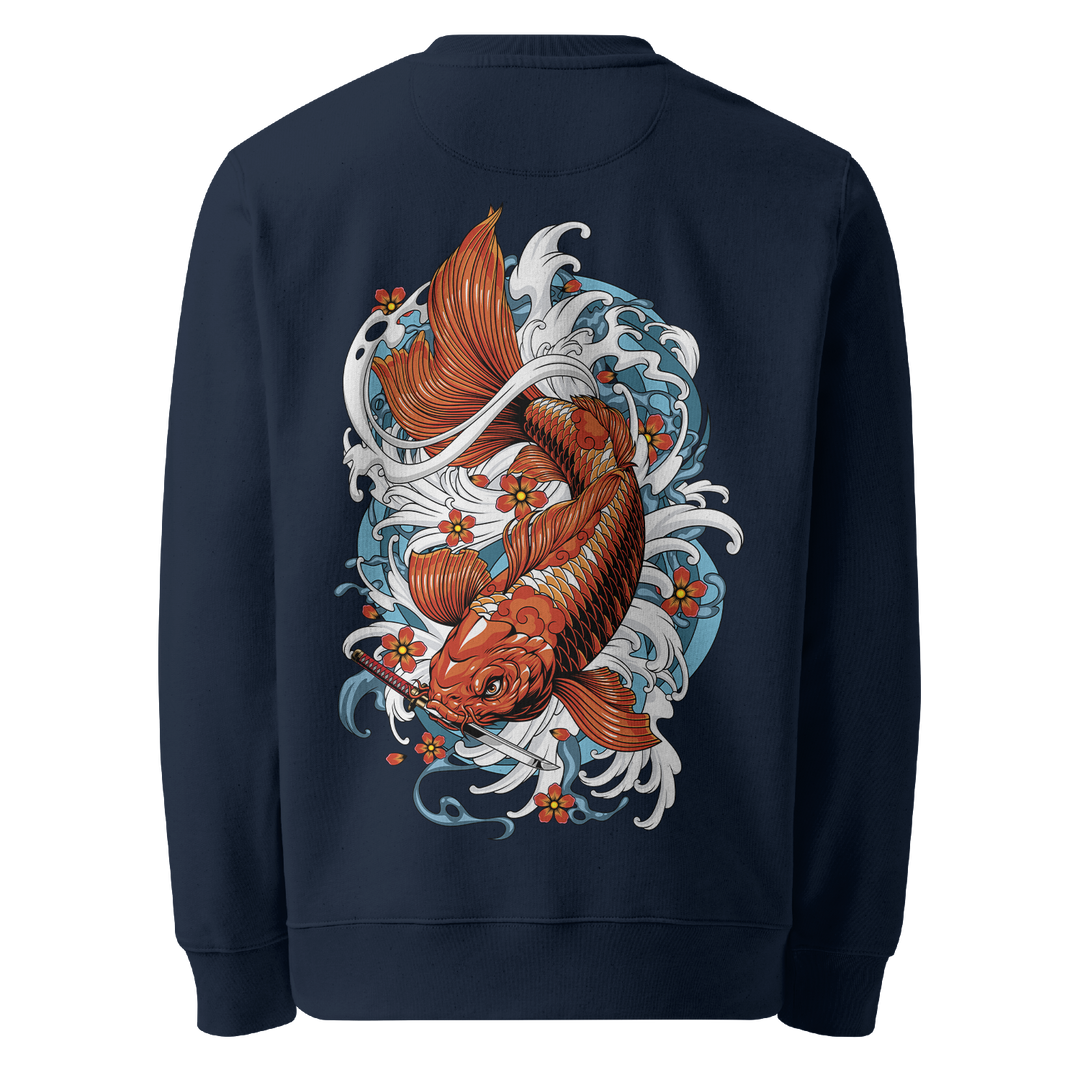 Koi Fish Graphic Tattoo Sweatshirt - Navy