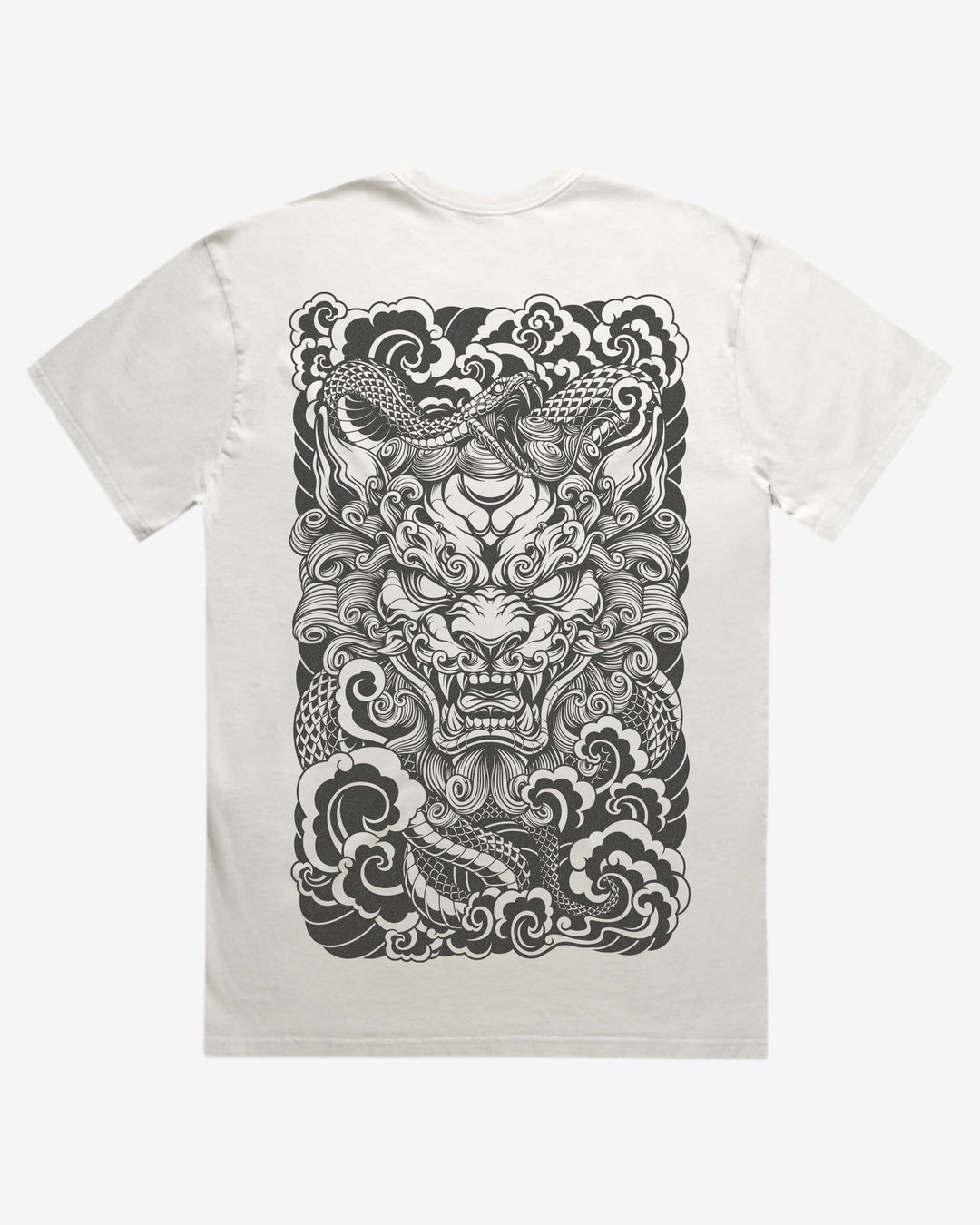 Faded 240GSM Irezumi T-Shirt — Komainu Bite Graphic