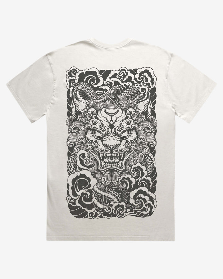 Faded 240GSM Irezumi T-Shirt — Komainu Bite Graphic