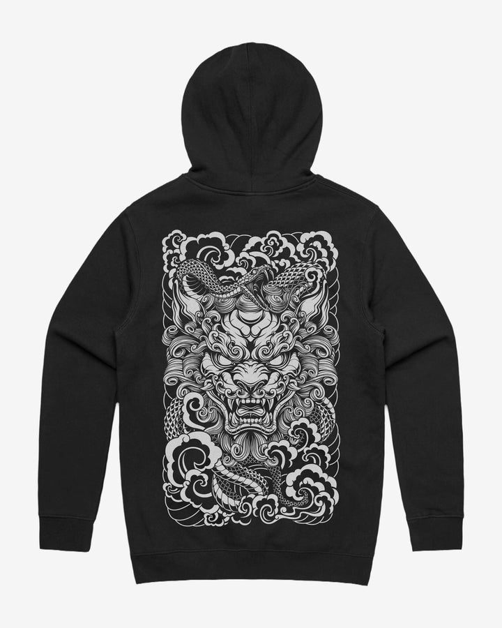 Japanese Tattoo Hoodie - Komainu Hebi