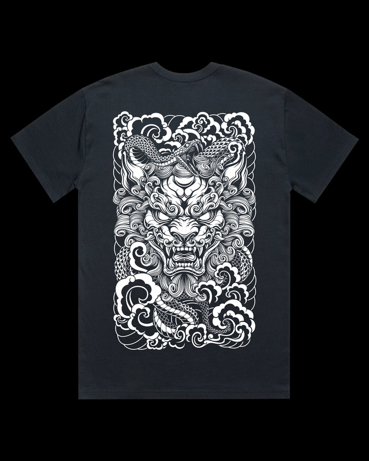 Boxy, Oversized 280gsm Heavyweight T-Shirt With Large Irezumi Inspired Back Print.
