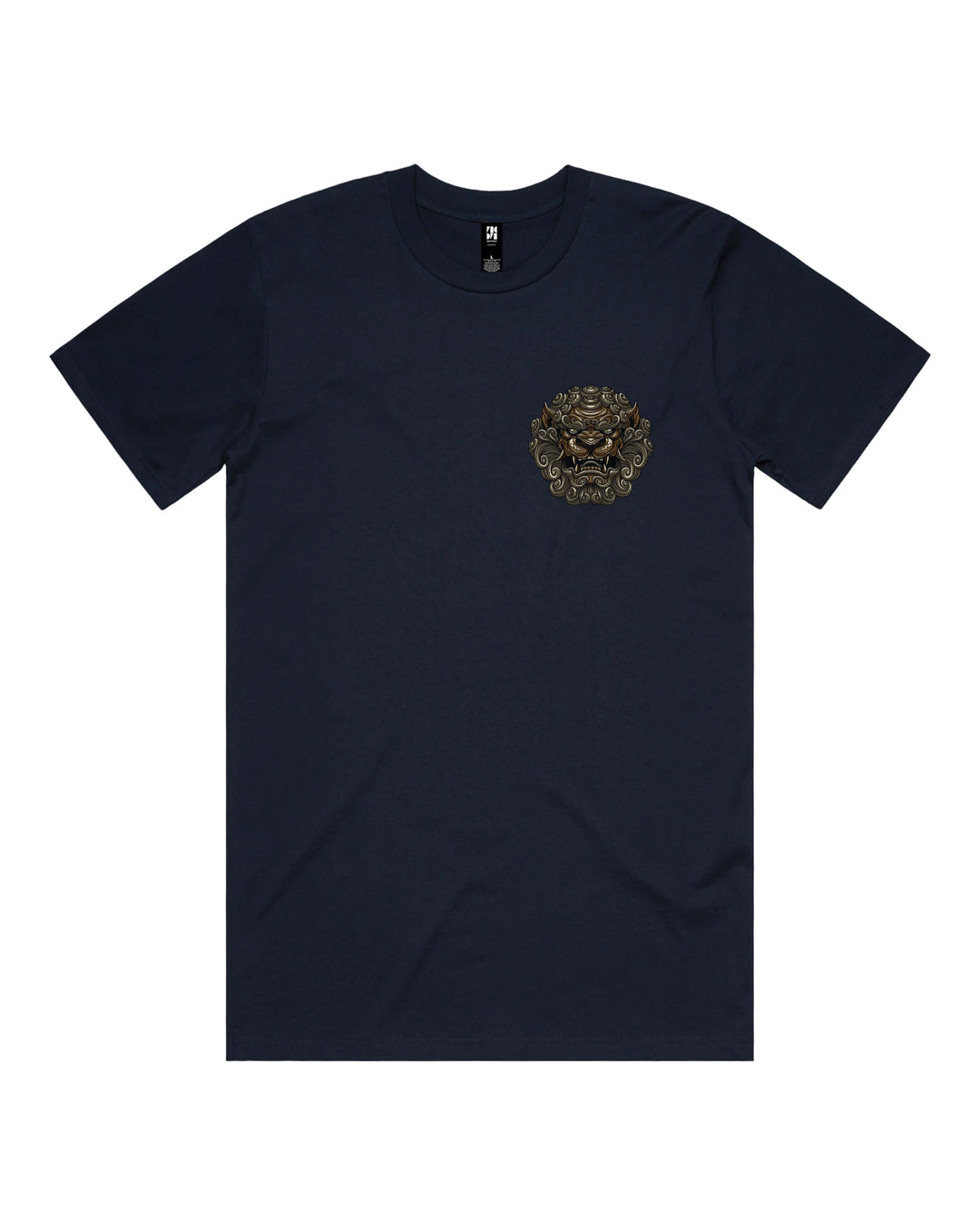 Navy graphic t-shirt with majestic komainu left chest print
