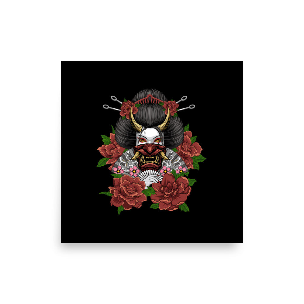 Masked Geisha Poster With Tattoo Inspired Artwork