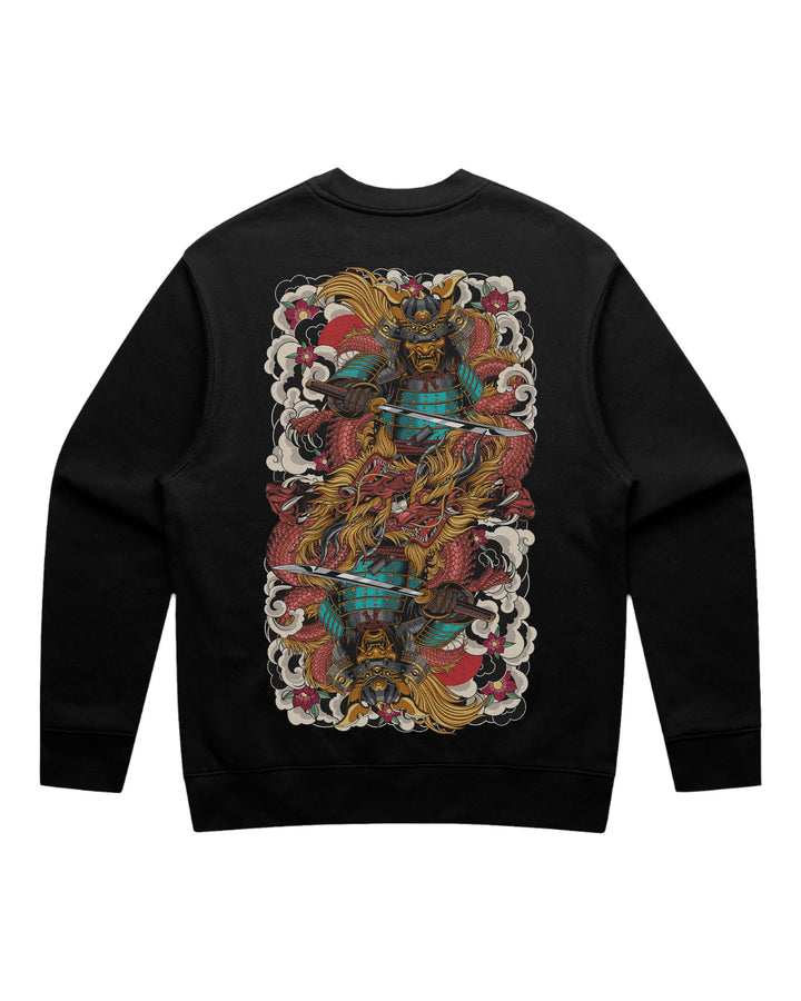 Mirrored Samurai Black Crewneck Sweatshirt