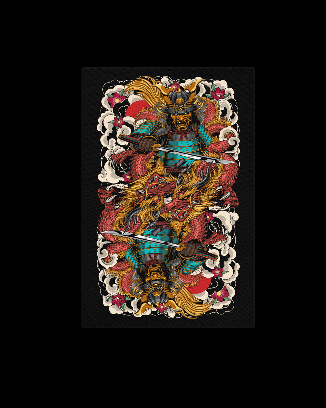 mirrored samurai wall canvas