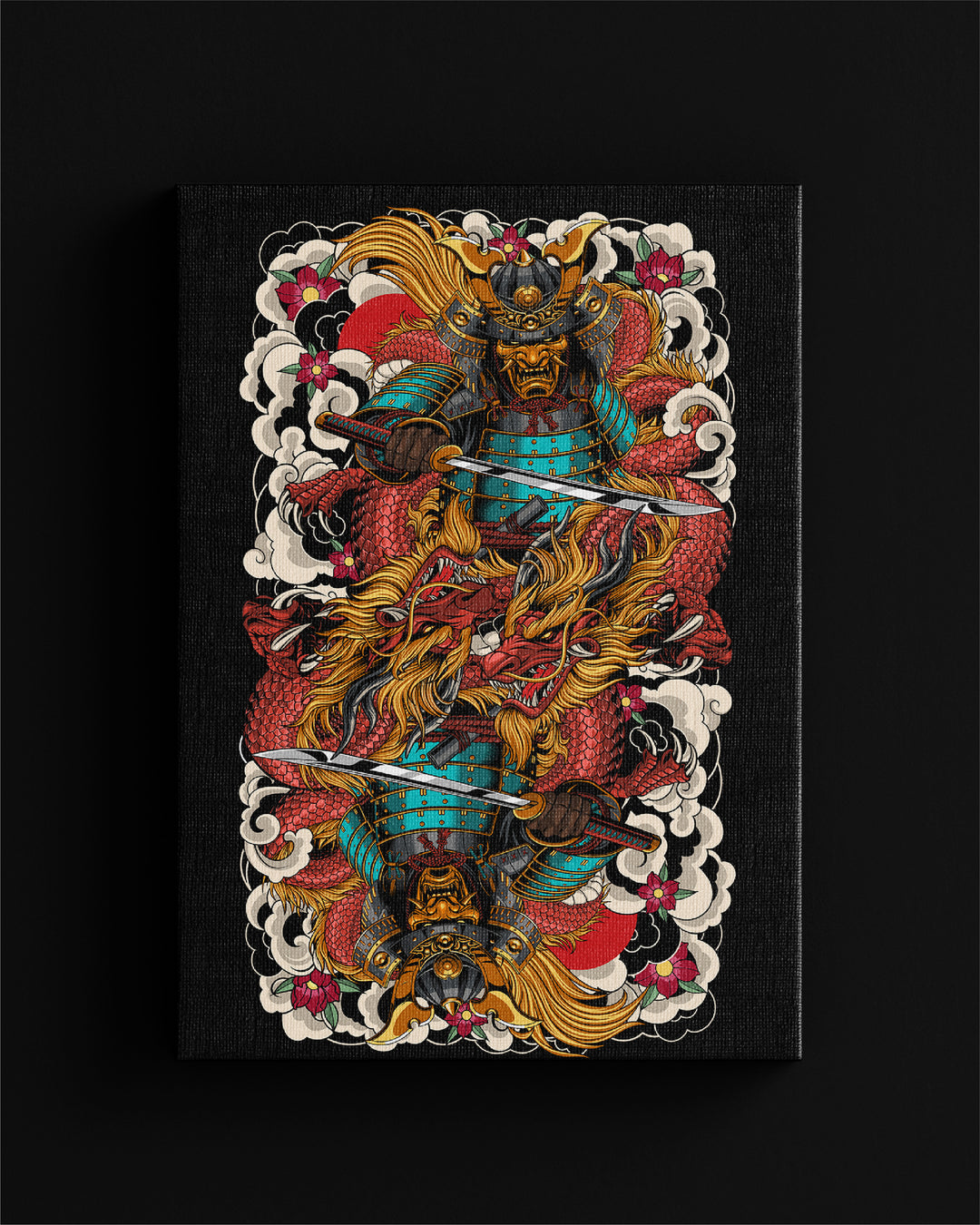 samurai and dragons canvas