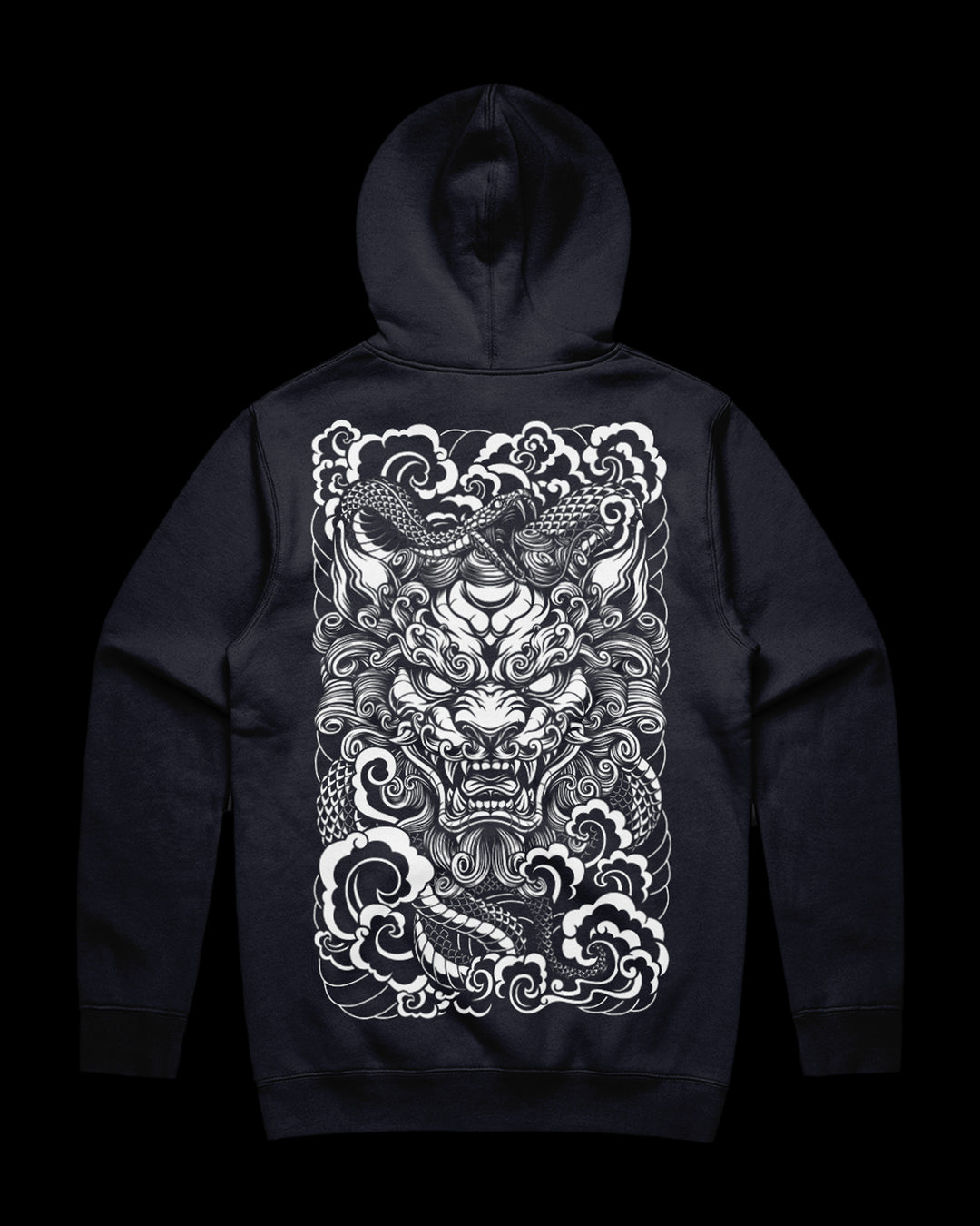 japanese irezumi inspired tattoo hoodie with large back print
