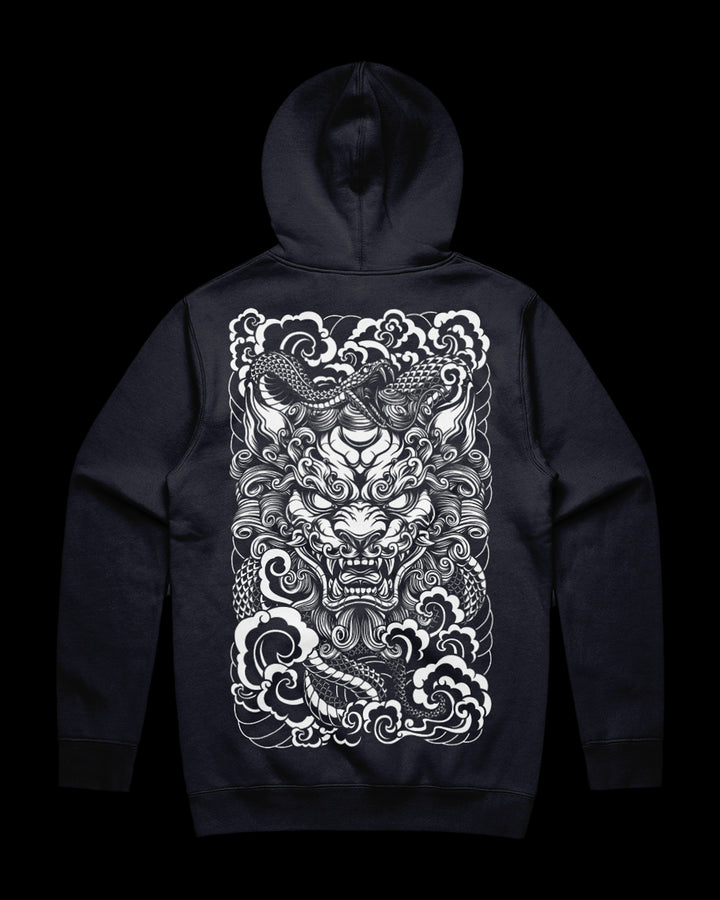 japanese irezumi inspired tattoo hoodie with large back print