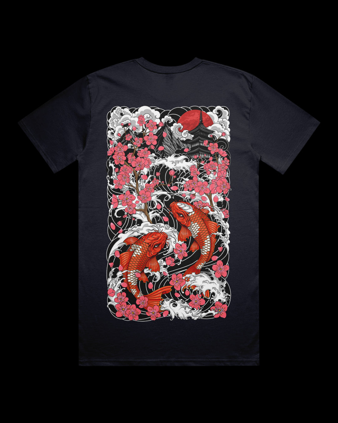 t-shirt with Koi fish and floral design