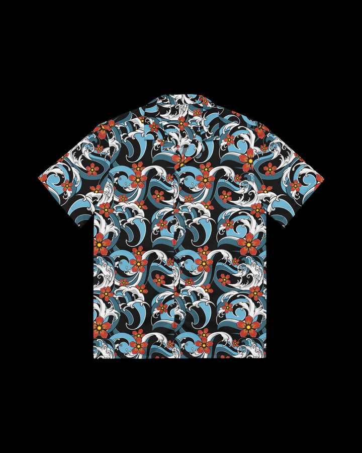 open collar shirt with a floral pattern