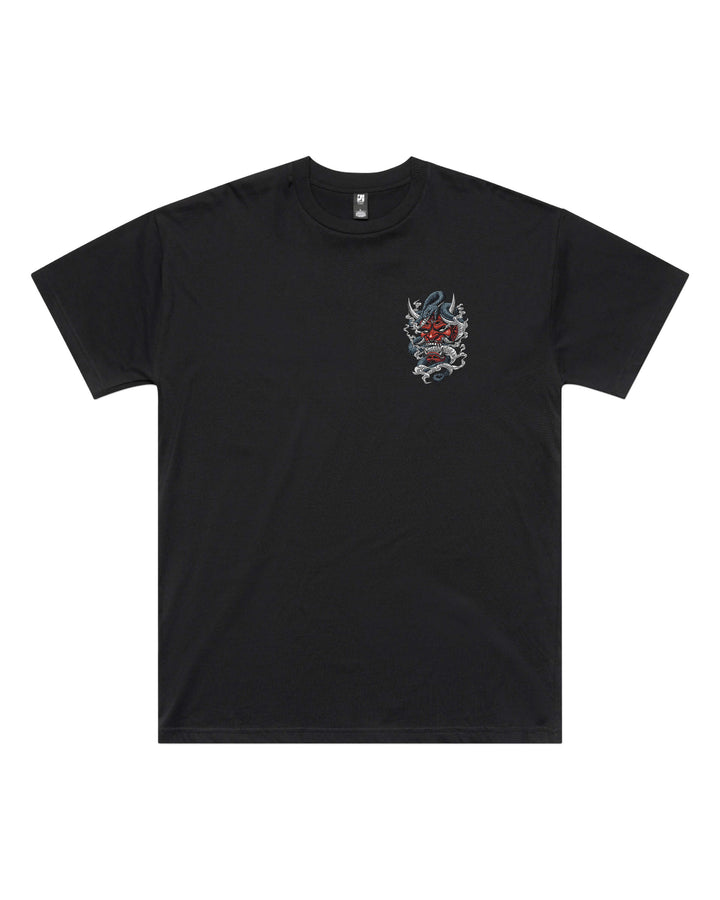 Japanese Oni graphic back print on oversized T-shirt in black