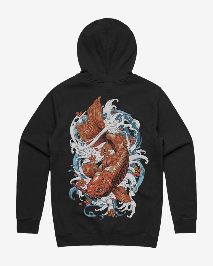 Orange Koi Fish Graphic Hoodie With Back Print