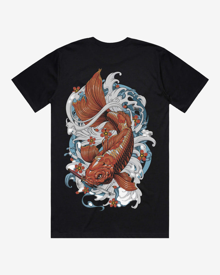 Heavyweight Japanese Graphic Tee — Orange Koi Back Print