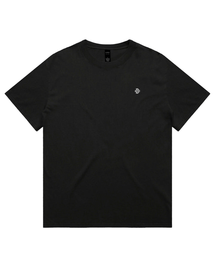 Oversized Black t-shirt with a small white logo on left chest