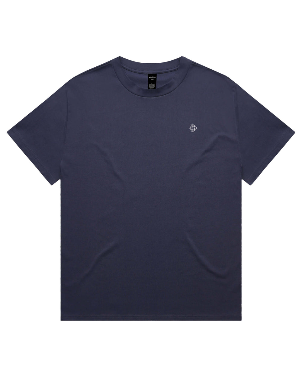 Oversized midnight blue t shirt with white logo on left chest