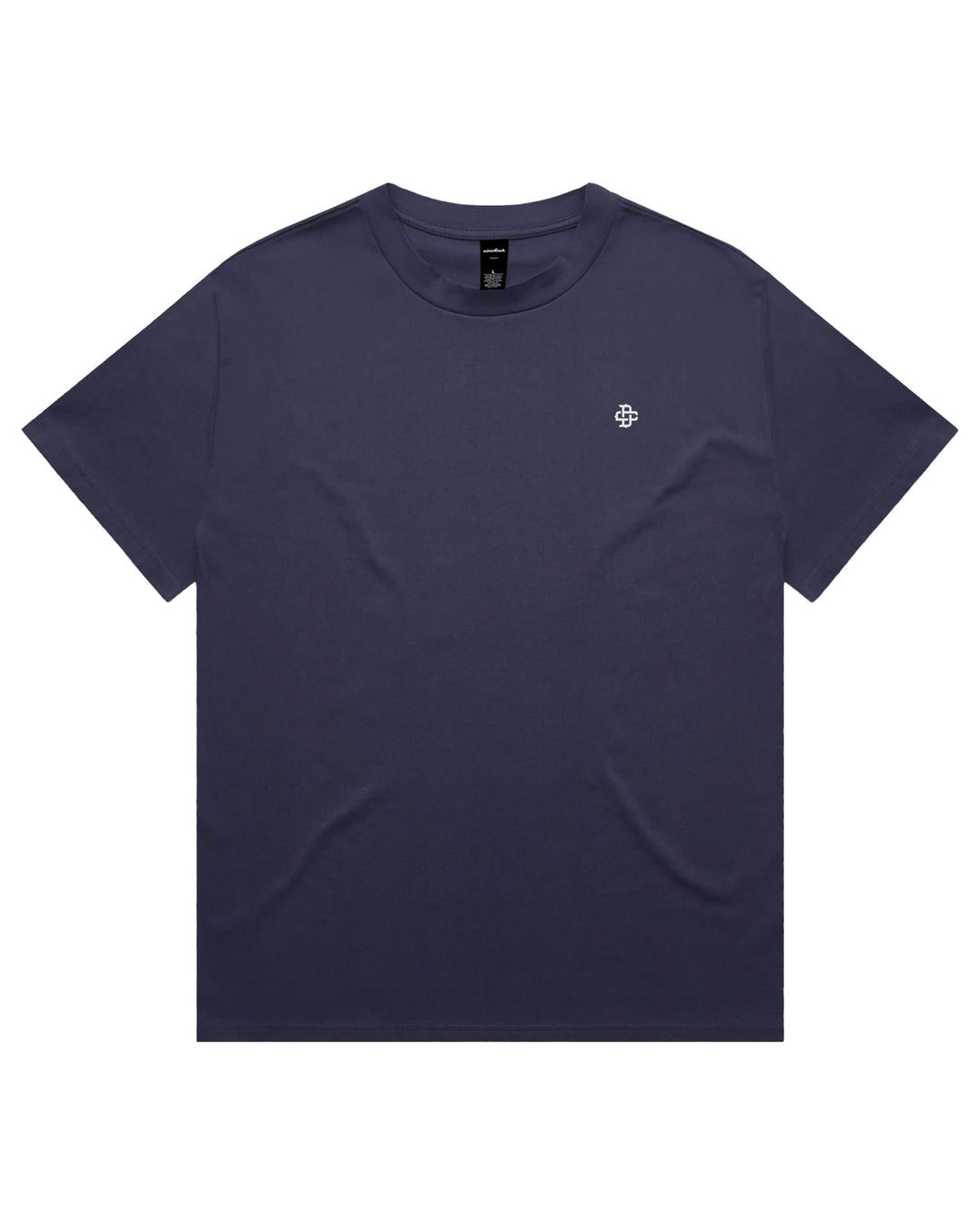 Oversized midnight blue t shirt with white logo on left chest