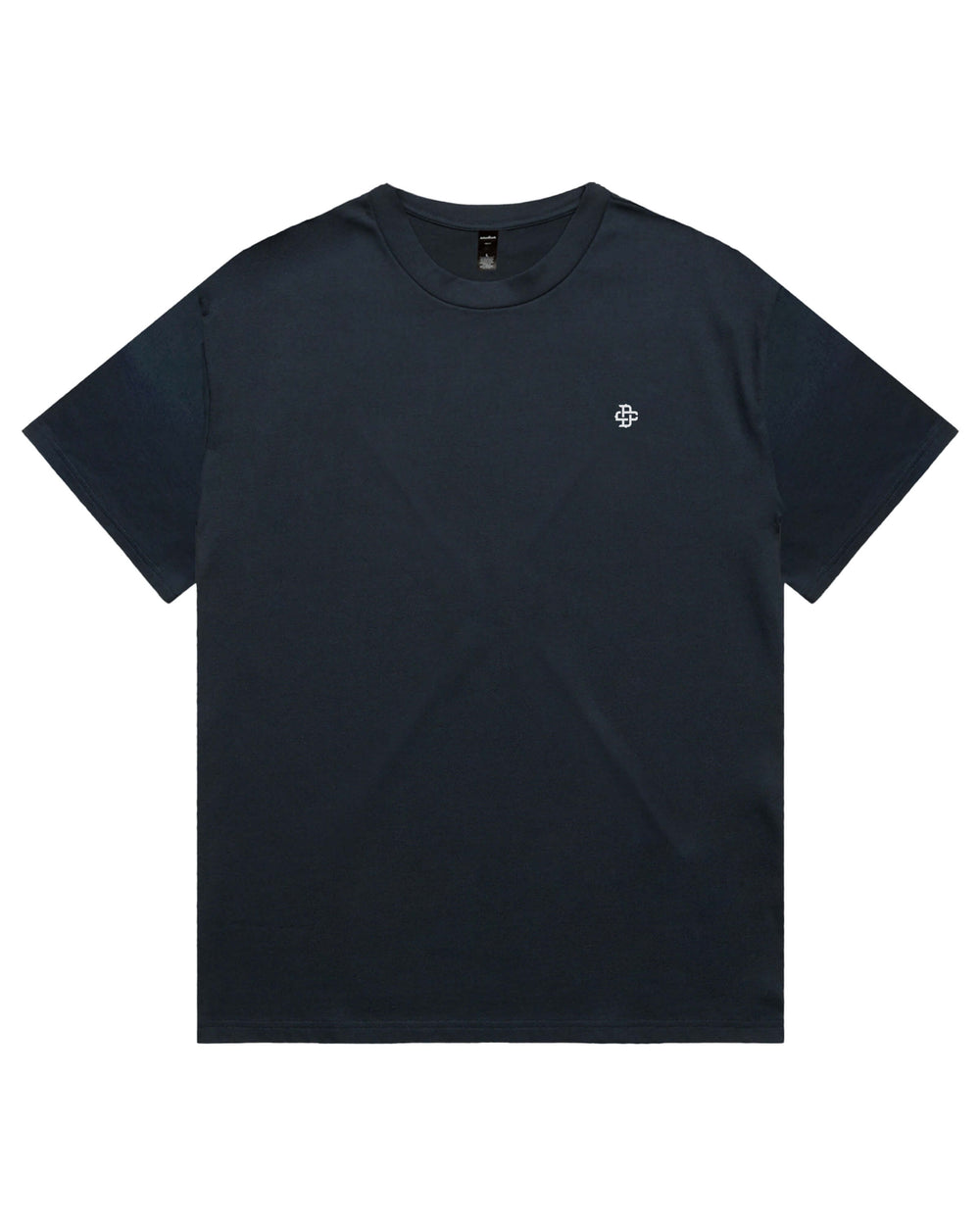 Oversized navy t shirt with white logo on left chest