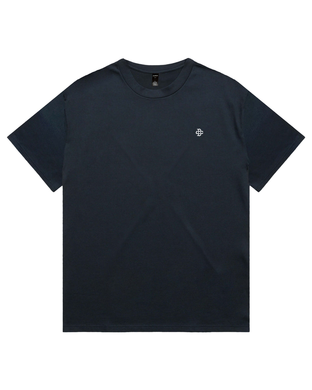 Oversized navy t shirt with white logo on left chest