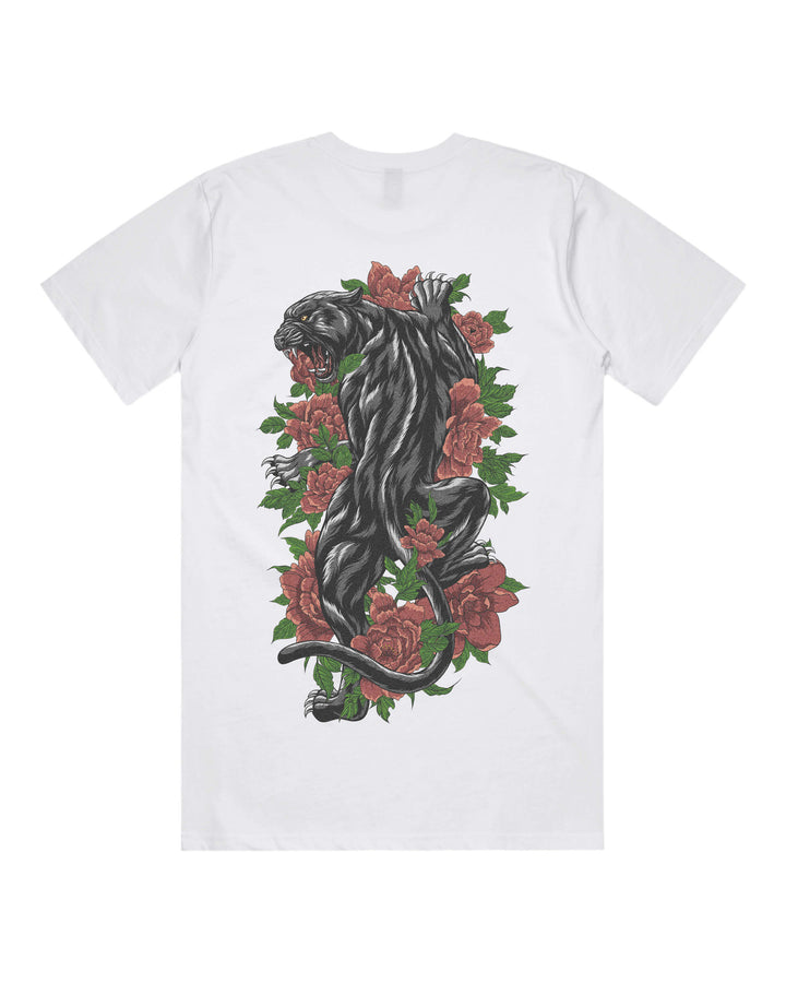 Climbing Panther Relaxed Fit Graphic Tee With Large Japanese Tattoo Inspired Back Print
