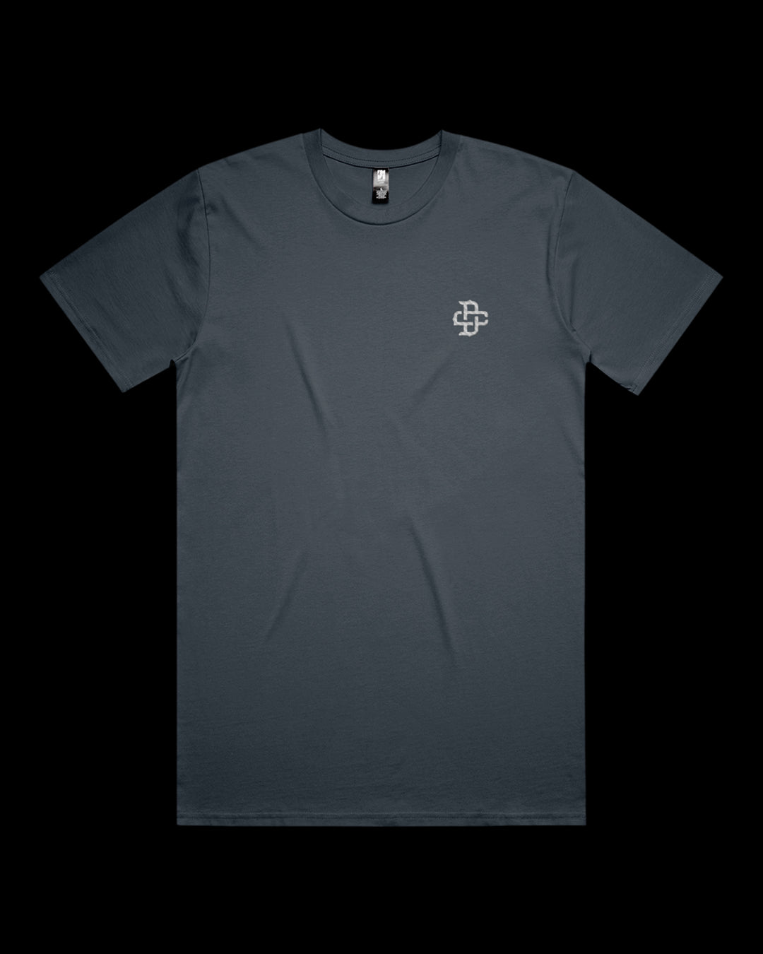 petrol blue tee with dc embroidery left chest