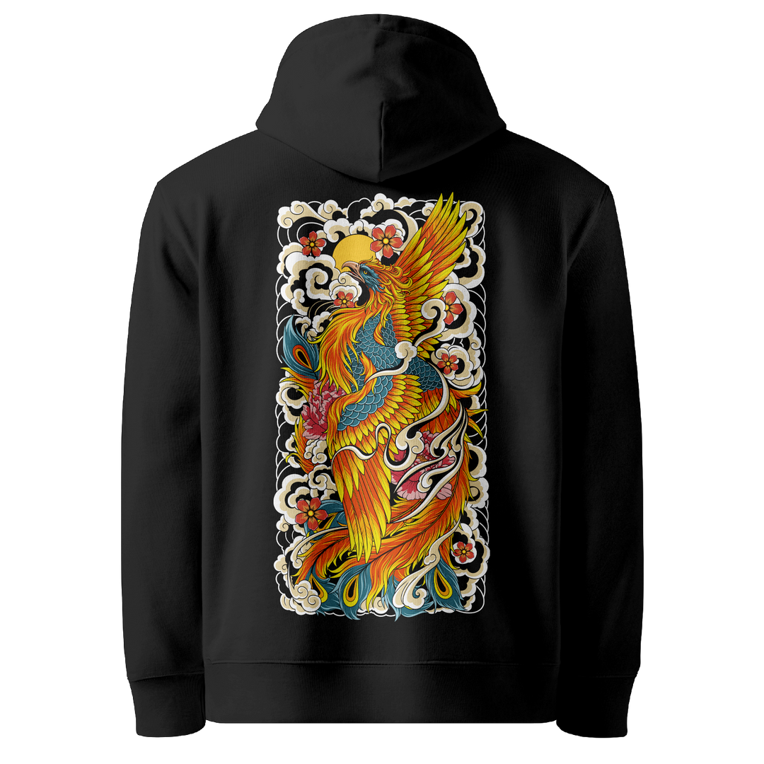 Rising Phoenix Tattoo Hoodie - Black