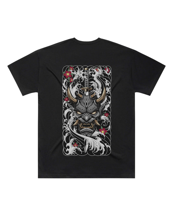 Oversized-fit t-shirt, Pierced Oni print - Black