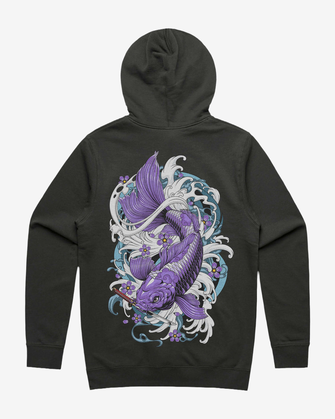 Purple Koi Fish Graphic Hoodie With Back Print
