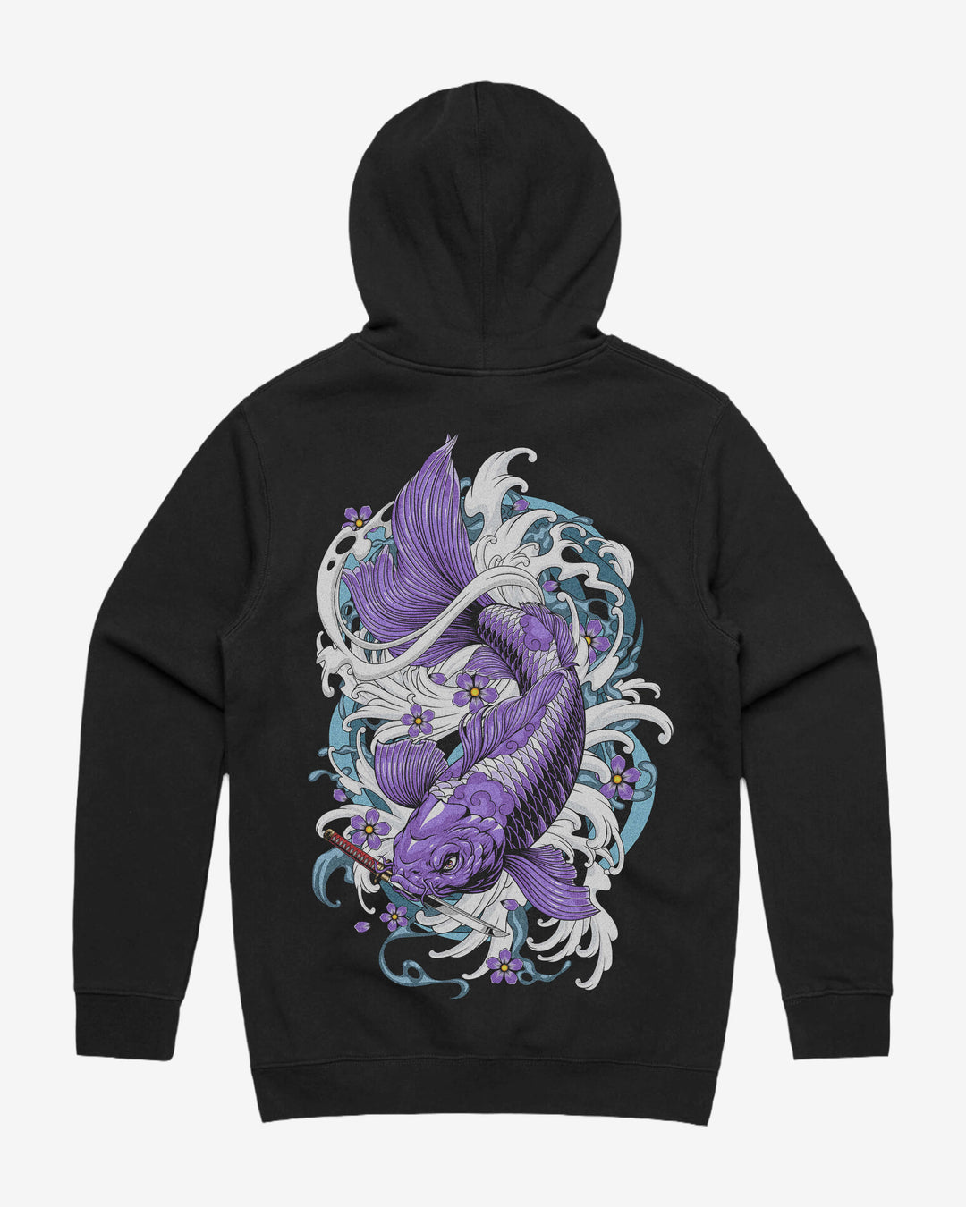 Purple Koi Fish Graphic Hoodie With Back Print